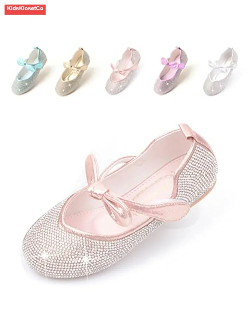 Girls Sparkle Princess Party Flats with Cushioned Insole
